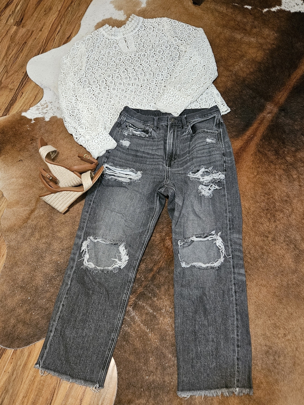 American Eagle Jeans Faded Black Highest Rise 90s Boyfriend 8 Short Petite